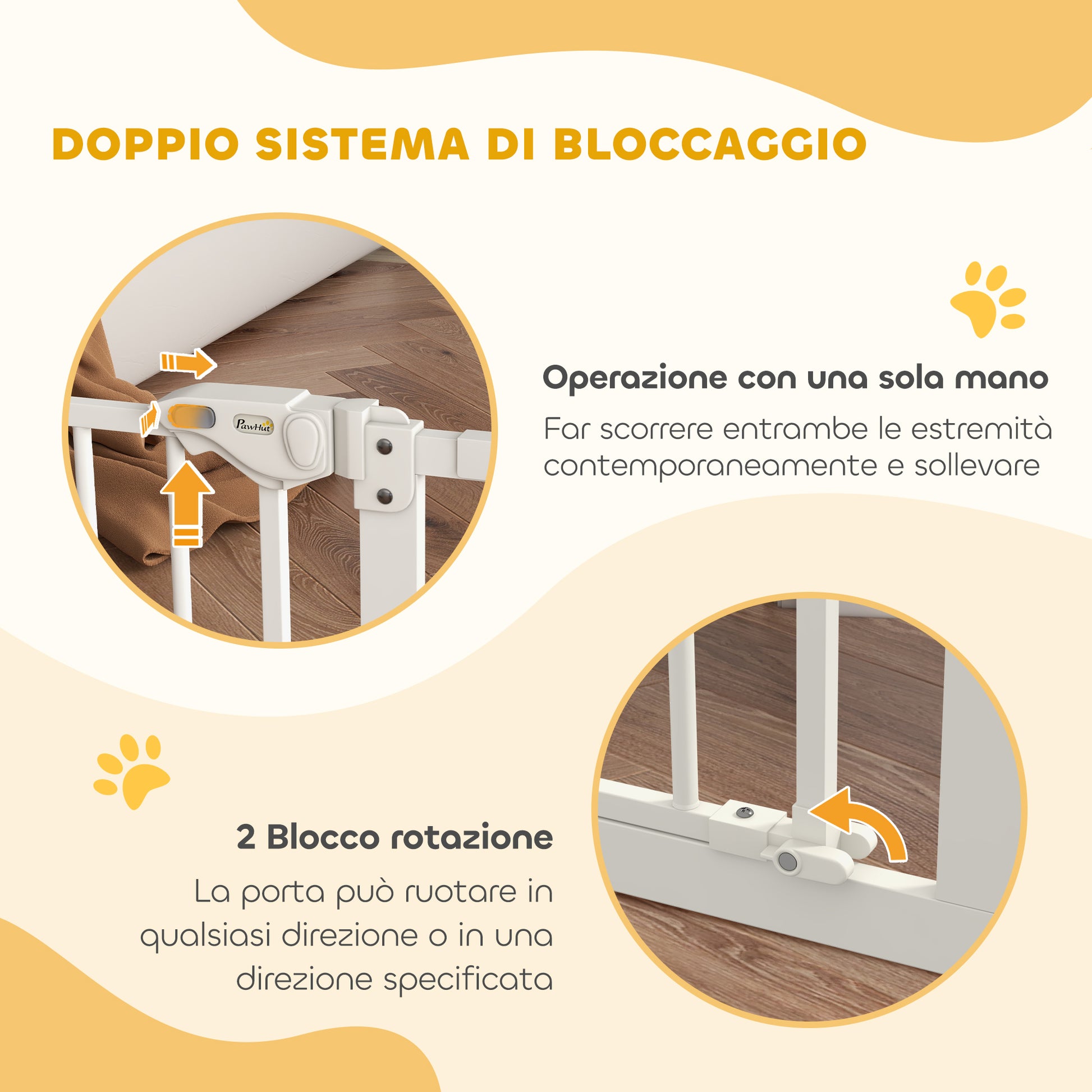 Dog and Pet Gate 2 Extensions Adjustable Width Up to 100 cm with Automatic Closure, White