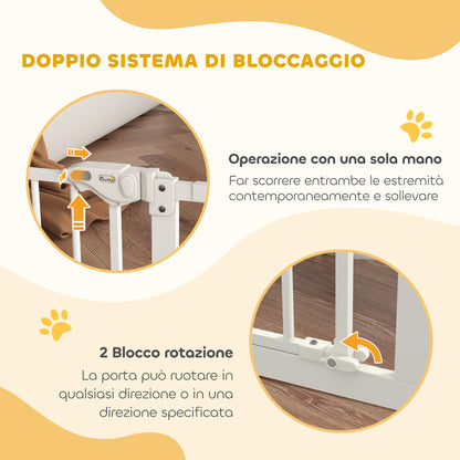 Dog and Pet Gate 2 Extensions Adjustable Width Up to 100 cm with Automatic Closure, White