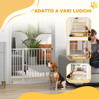 Dog and Pet Gate 2 Extensions Adjustable Width Up to 100 cm with Automatic Closure, White