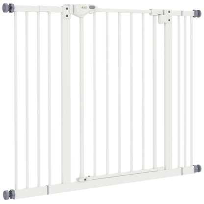 Dog and Pet Gate 2 Extensions Adjustable Width Up to 100 cm with Automatic Closure, White