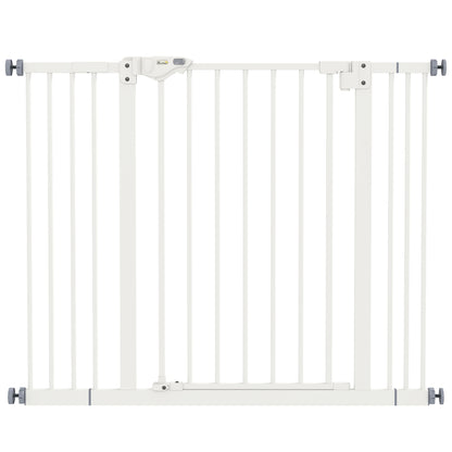 Dog and Pet Gate 2 Extensions Adjustable Width Up to 100 cm with Automatic Closure, White
