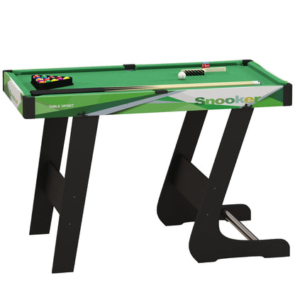 SPORTNOW Compact American Folding Billiard Table with Accessories 2 Cues, 16 Balls, Triangle, Chalk, dim. 104L x 55.5W x 68H cm, Green Felt