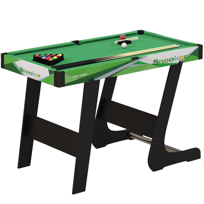 SPORTNOW Compact American Folding Billiard Table with Accessories 2 Cues, 16 Balls, Triangle, Chalk, dim. 104L x 55.5W x 68H cm, Green Felt