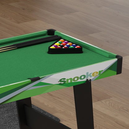 SPORTNOW Compact American Folding Billiard Table with Accessories 2 Cues, 16 Balls, Triangle, Chalk, dim. 104L x 55.5W x 68H cm, Green Felt