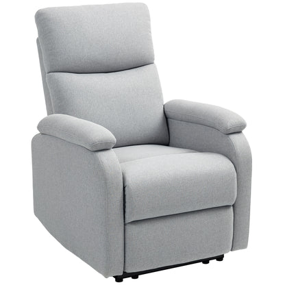 Recliner Armchair, TV Chair with Reclining Function, Upholstered TV Chair with Linen Look, Reclining Armchair with Pocket Spring Core, Relaxing Chair for up to 150 kg for Living Room, Gray