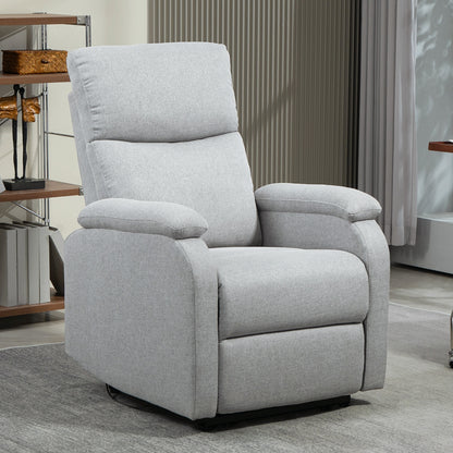 Recliner Armchair, TV Chair with Reclining Function, Upholstered TV Chair with Linen Look, Reclining Armchair with Pocket Spring Core, Relaxing Chair for up to 150 kg for Living Room, Gray