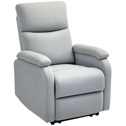 Recliner Armchair, TV Chair with Reclining Function, Upholstered TV Chair with Linen Look, Reclining Armchair with Pocket Spring Core, Relaxing Chair for up to 150 kg for Living Room, Gray