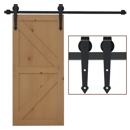 Sliding Door Hardware Kit 200 cm Complete Set with Rails, Rollers, Anti-Jump Devices, Door Stoppers, Sliding Door System made of Carbon Steel Black