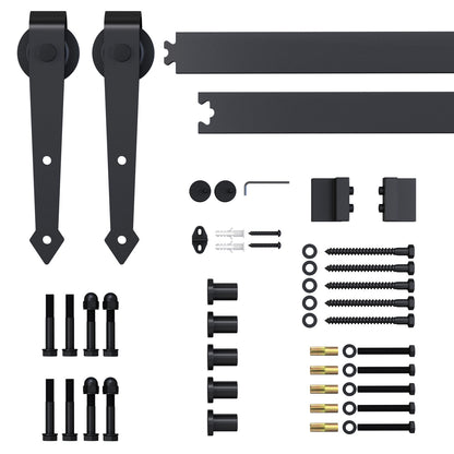 Sliding Door Hardware Kit 200 cm Complete Set with Rails, Rollers, Anti-Jump Devices, Door Stoppers, Sliding Door System made of Carbon Steel Black