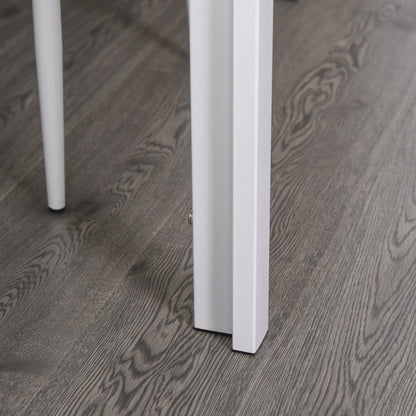 Dining Set with Table and 4 Chairs 5-Piece Kitchen Furniture Set Rectangular Tempered Glass Table and PU Upholstered Chairs with White Metal Legs