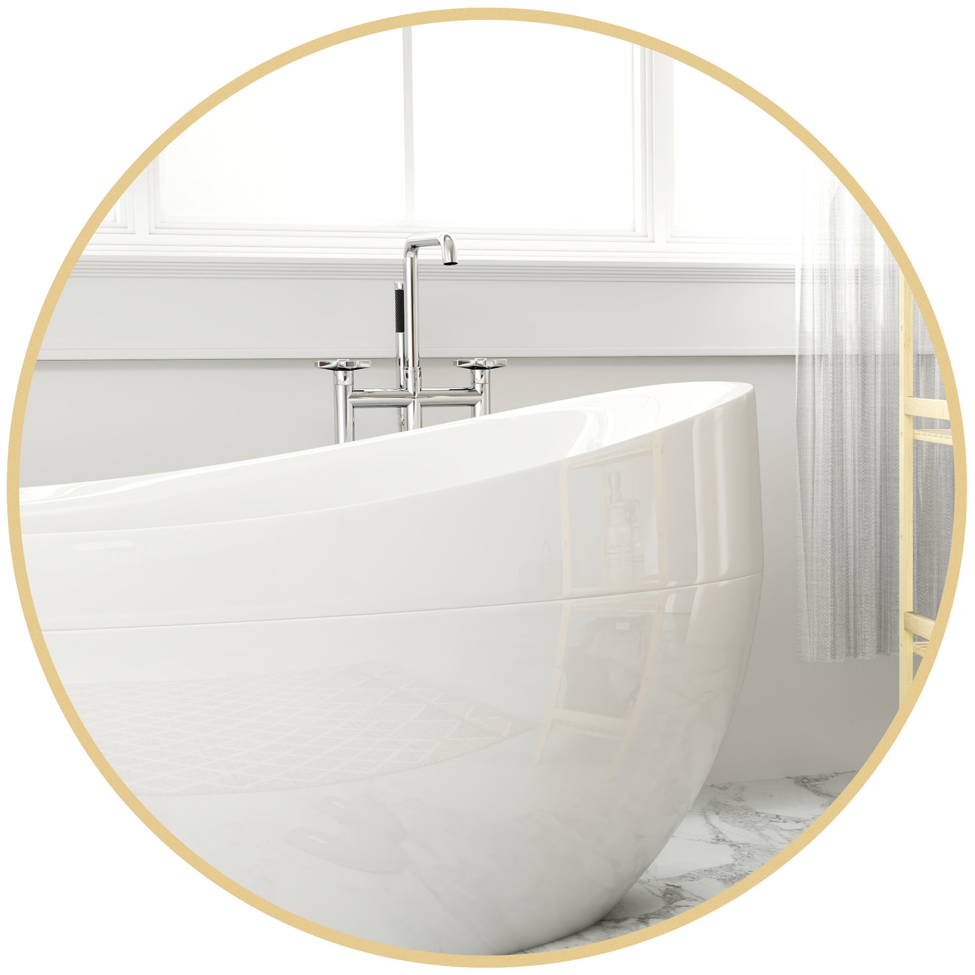 Round Mirror, Bathroom Mirror, Diameter 70 cm, Metal Frame, Wall Mirror, Easy to Install, for Bedroom, Living Room, Entryway, Gold