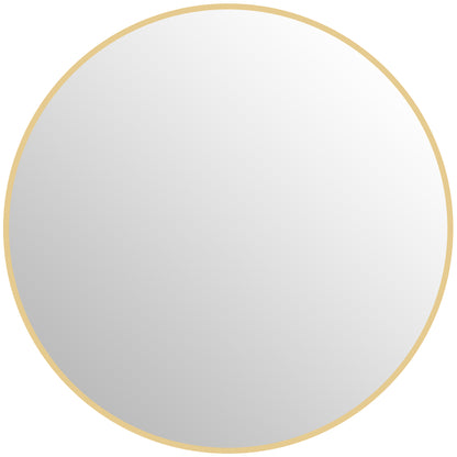 Round Mirror, Bathroom Mirror, Diameter 70 cm, Metal Frame, Wall Mirror, Easy to Install, for Bedroom, Living Room, Entryway, Gold