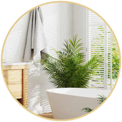 Round Mirror, Bathroom Mirror, Diameter 70 cm, Metal Frame, Wall Mirror, Easy to Install, for Bedroom, Living Room, Entryway, Gold