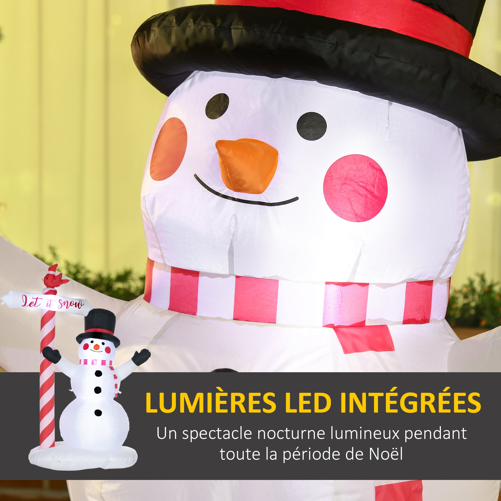 213cm Inflatable Christmas Snowman with LED Lights, fixing material and blower, Christmas decoration for indoor and outdoor weather-resistant IP44