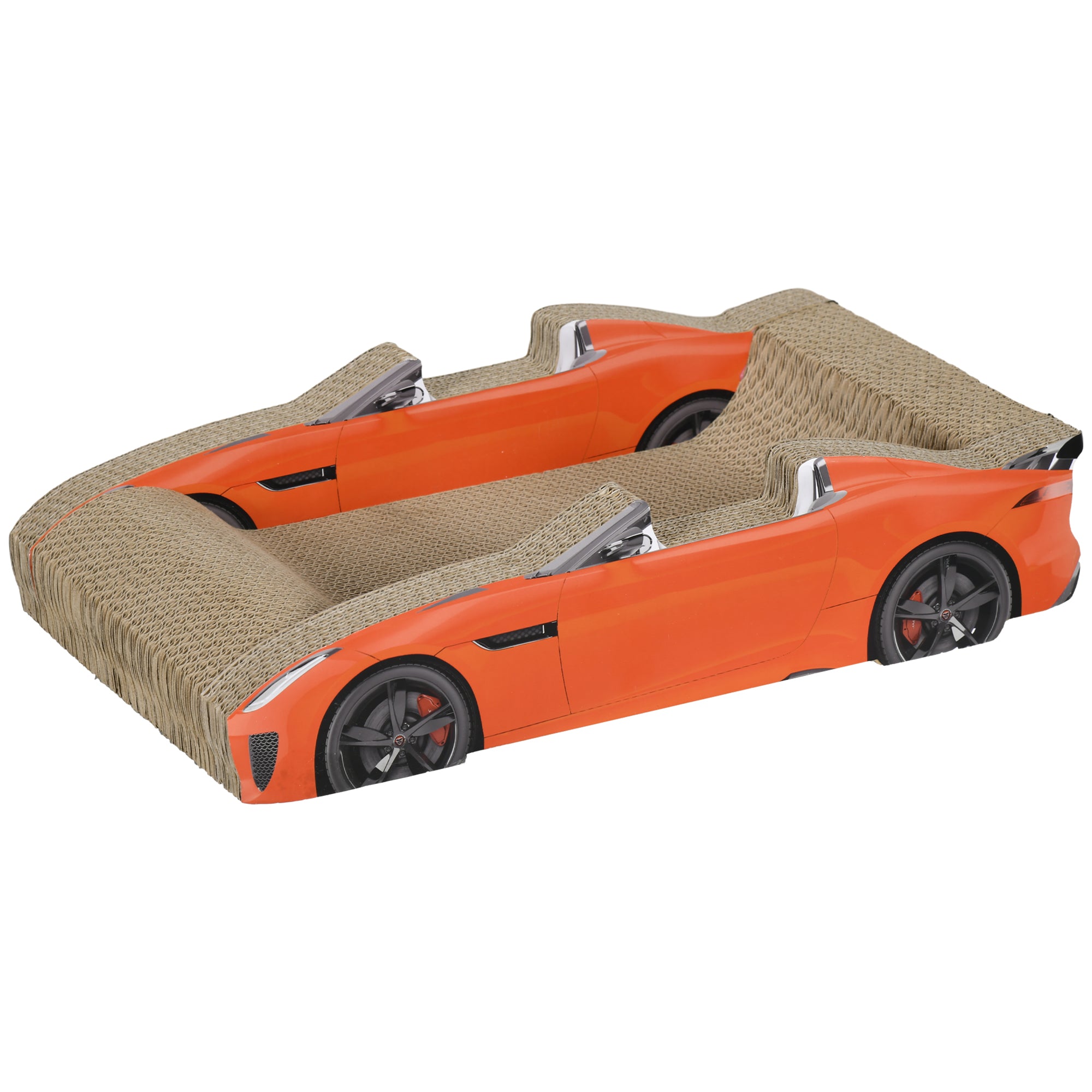 Car Shaped Cat Scratching Post with Catnip, Corrugated Cardboard Cat Scratchboard, 50x30x12.5 cm, Red