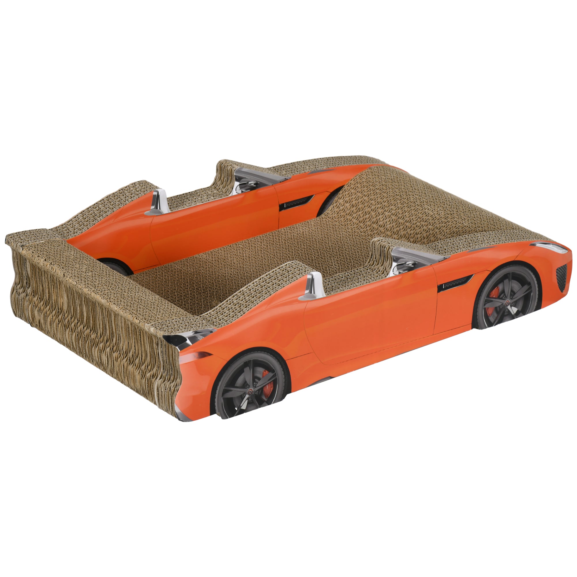 Car Shaped Cat Scratching Post with Catnip, Corrugated Cardboard Cat Scratchboard, 50x30x12.5 cm, Red