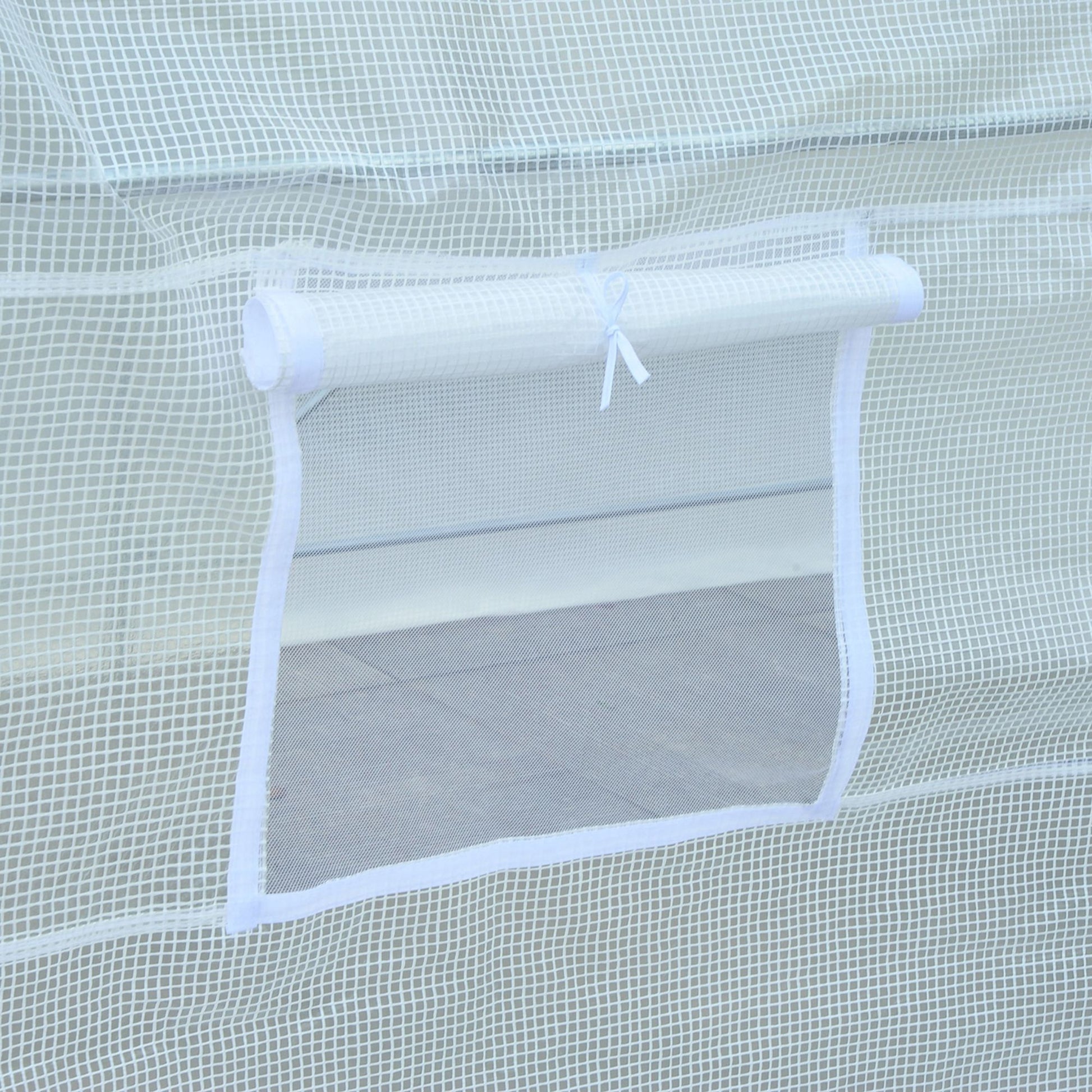Greenhouse 245x200x200cm Foil Greenhouse Tomato House with Door, Window, Poly Tunnel made of Galvanized Steel, Plant Tunnel, Greenhouse including Ground Anchors Ropes, Garden Tunnel, White