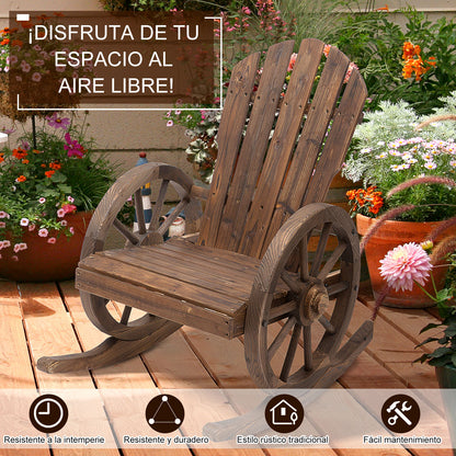 Rustic Solid Wood Rocking Chair for Outdoor Terrace or Garden 88x68x92 cm Aged Wood Color