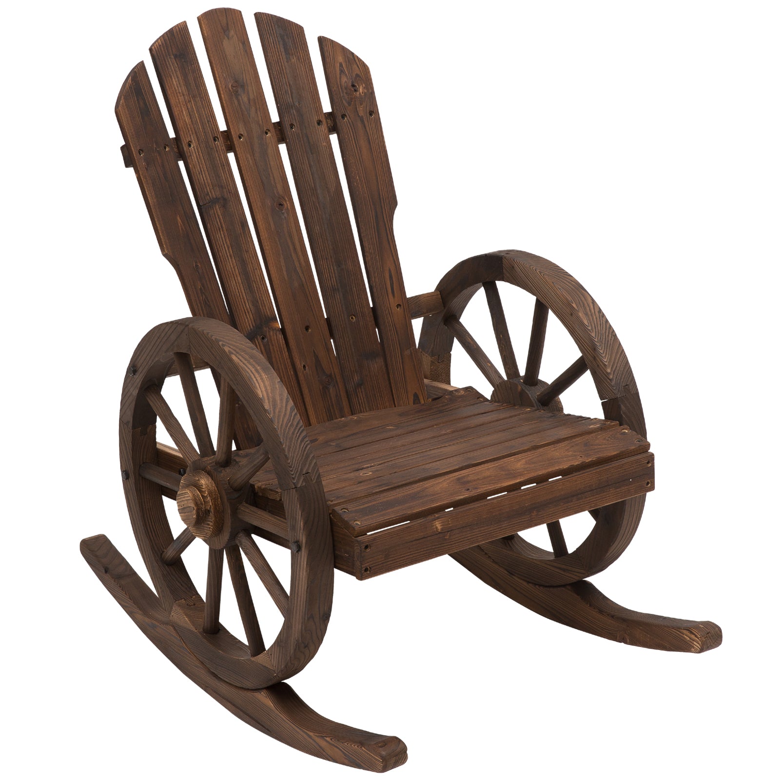 Rustic Solid Wood Rocking Chair for Outdoor Terrace or Garden 88x68x92 cm Aged Wood Color