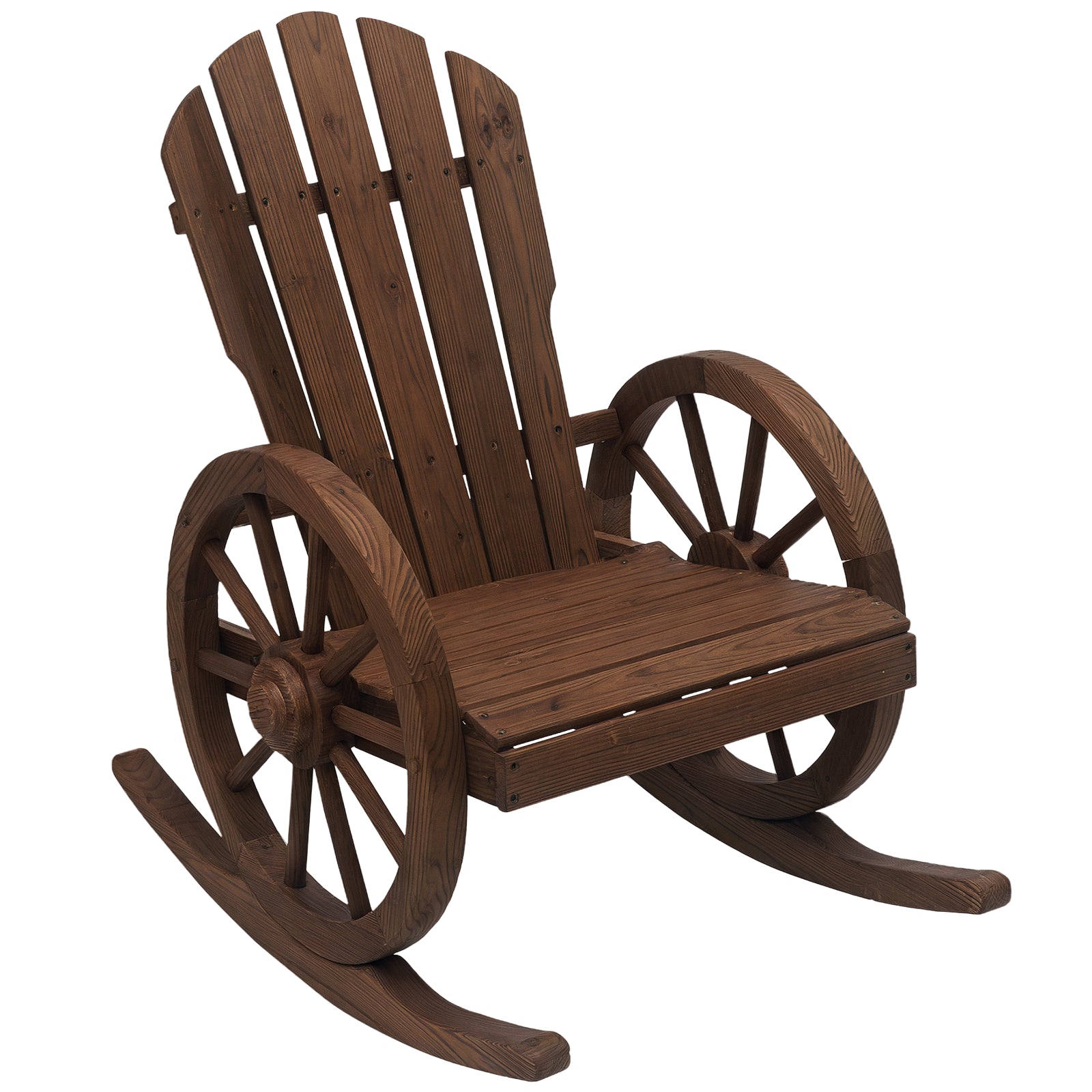 Rustic Solid Wood Rocking Chair for Outdoor Terrace or Garden 88x68x92 cm Aged Wood Color