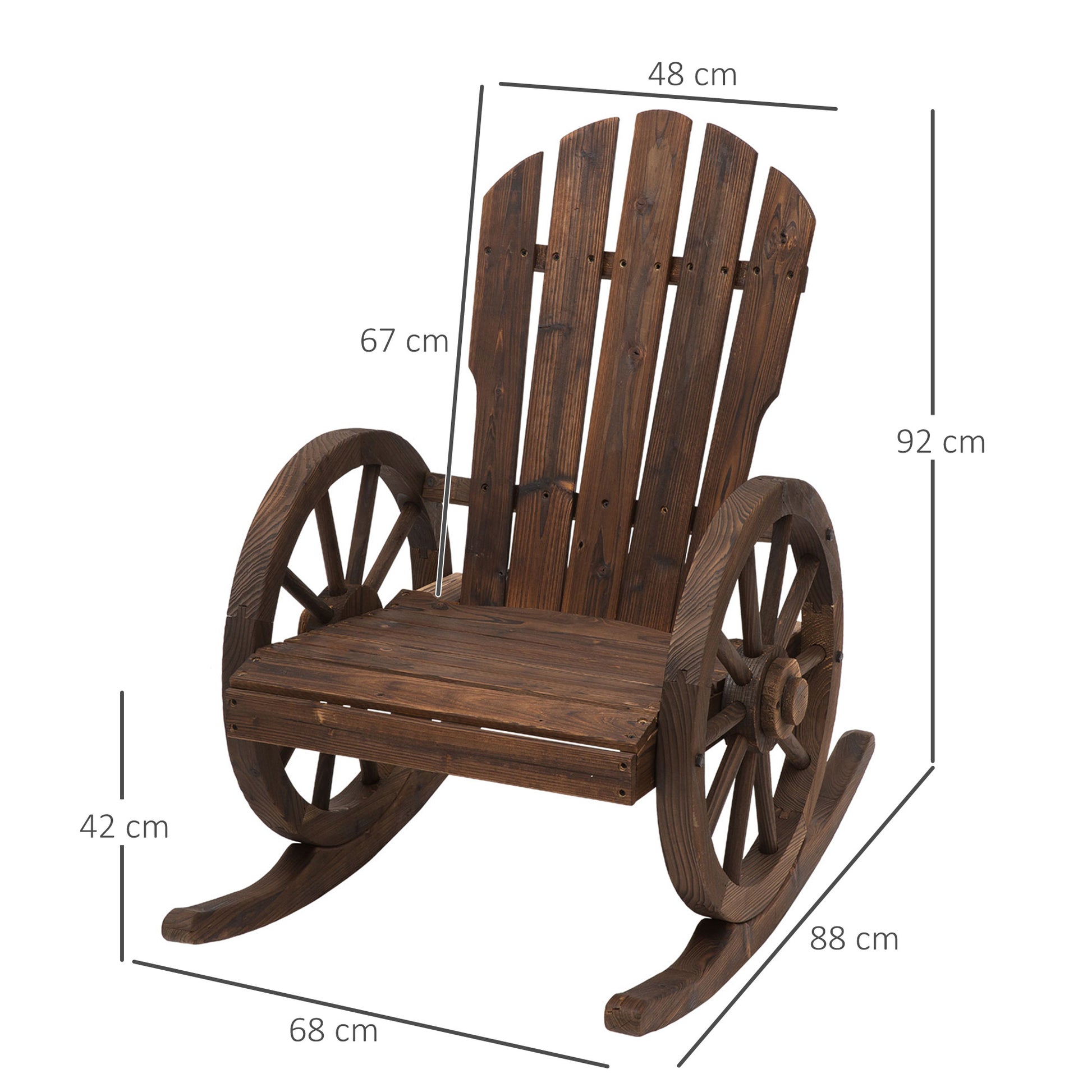 Rustic Solid Wood Rocking Chair for Outdoor Terrace or Garden 88x68x92 cm Aged Wood Color