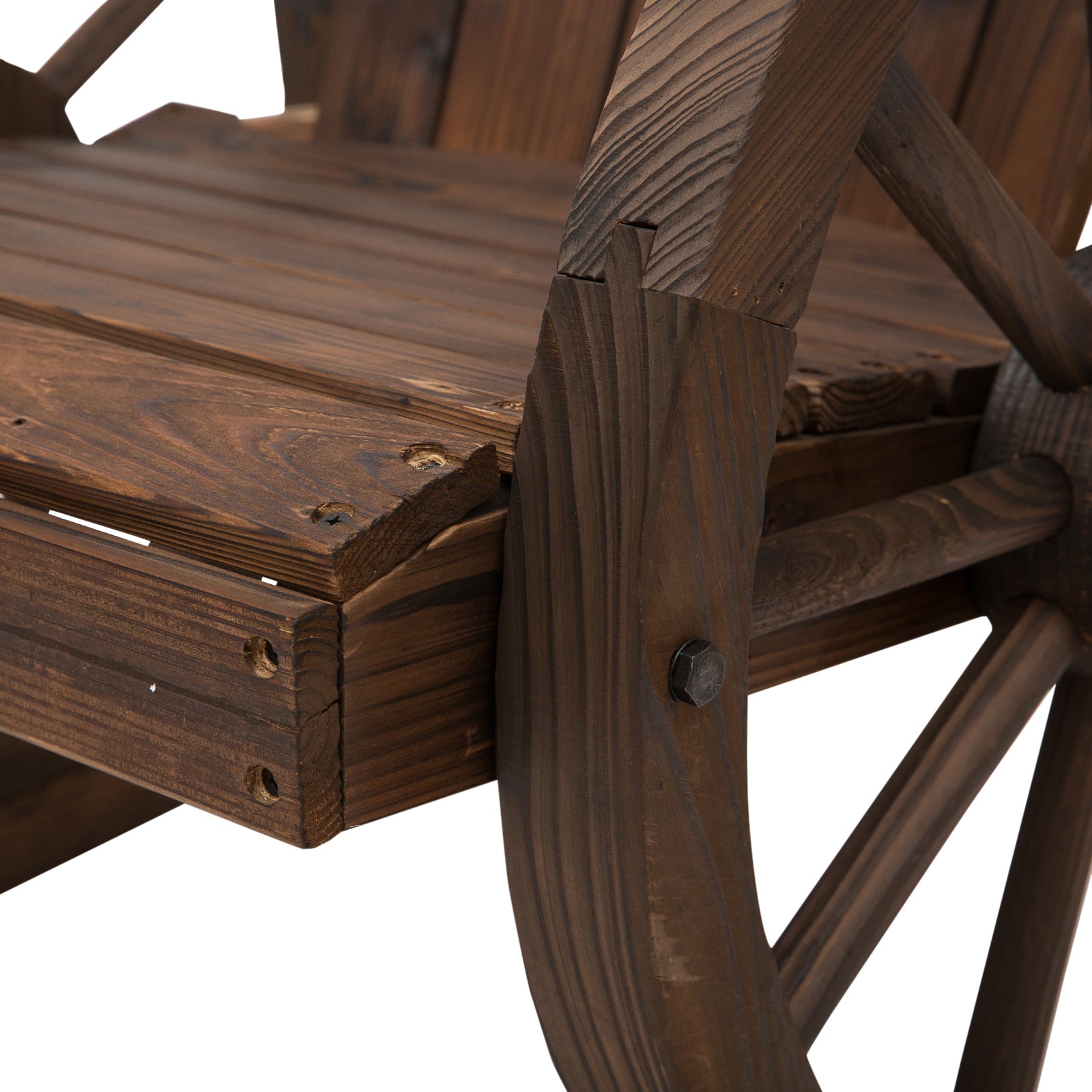 Rustic Solid Wood Rocking Chair for Outdoor Terrace or Garden 88x68x92 cm Aged Wood Color