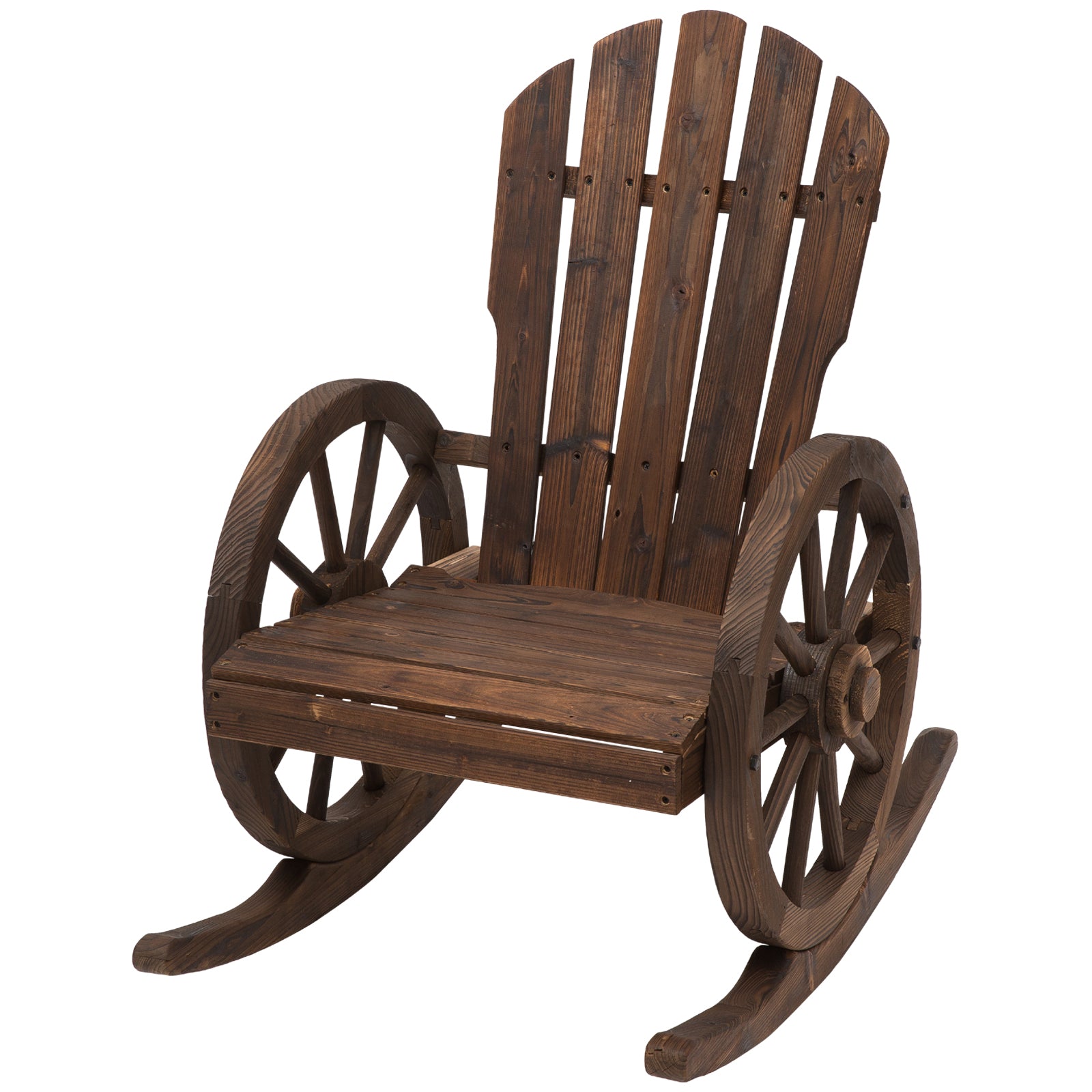 Rustic Solid Wood Rocking Chair for Outdoor Terrace or Garden 88x68x92 cm Aged Wood Color