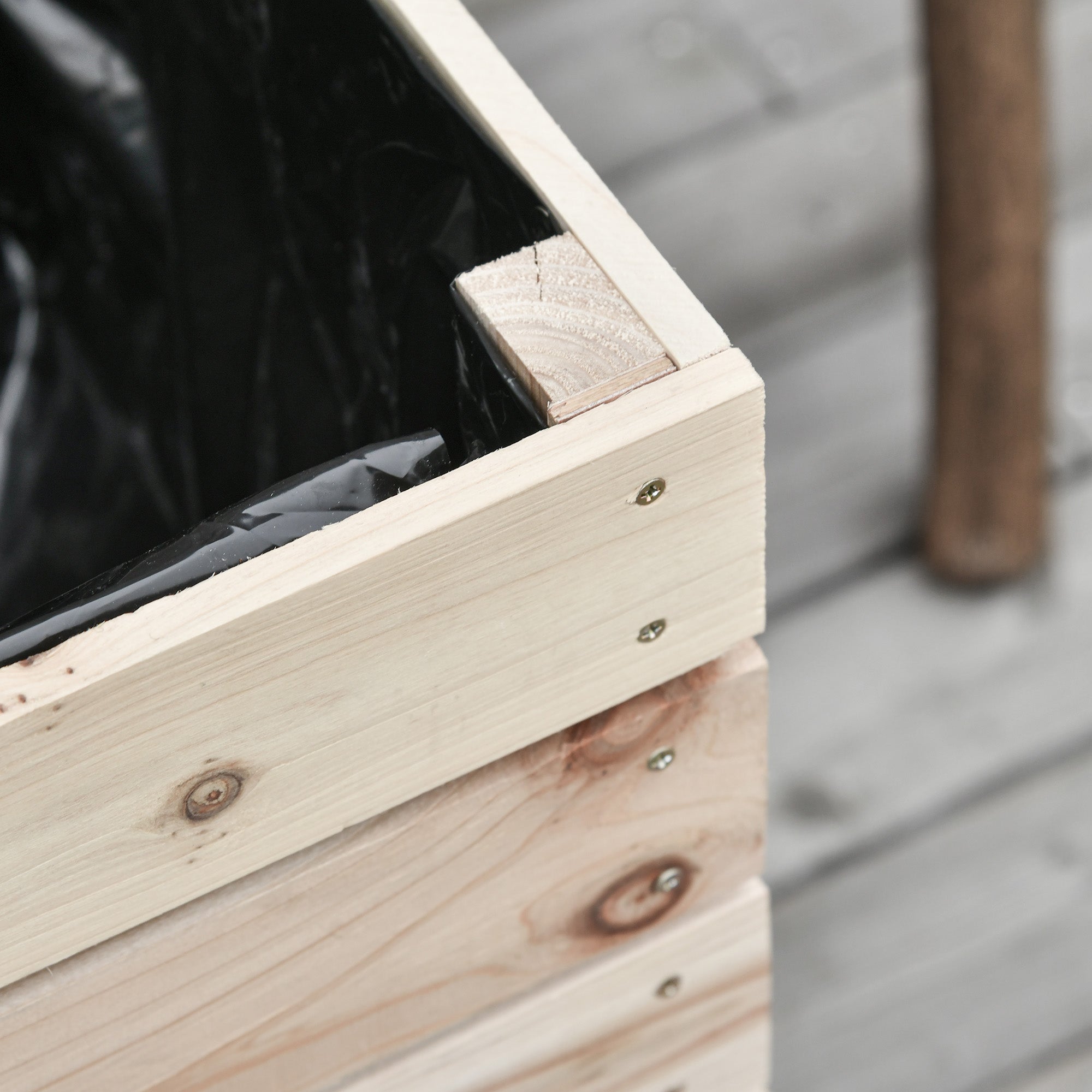 4-Piece Raised Bed Planters Wooden Planting Box 4 Combination Modes in Garden and Balcony 50 x 30 x 60 cm Natural