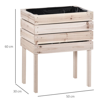 4-Piece Raised Bed Planters Wooden Planting Box 4 Combination Modes in Garden and Balcony 50 x 30 x 60 cm Natural