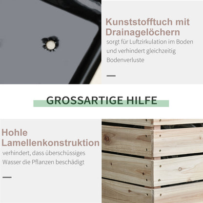 4-Piece Raised Bed Planters Wooden Planting Box 4 Combination Modes in Garden and Balcony 50 x 30 x 60 cm Natural