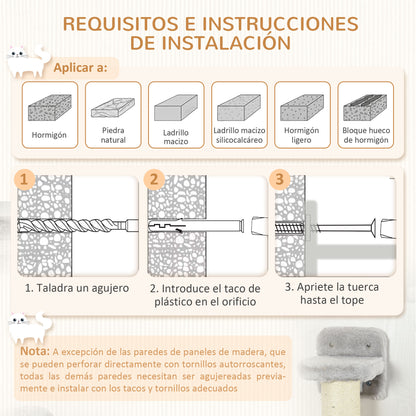 4-Piece Cat Shelf Set Wall Scratching Post with Hammock Scratching Posts Soft Ladder Ball Jumping Platforms Gray and Beige