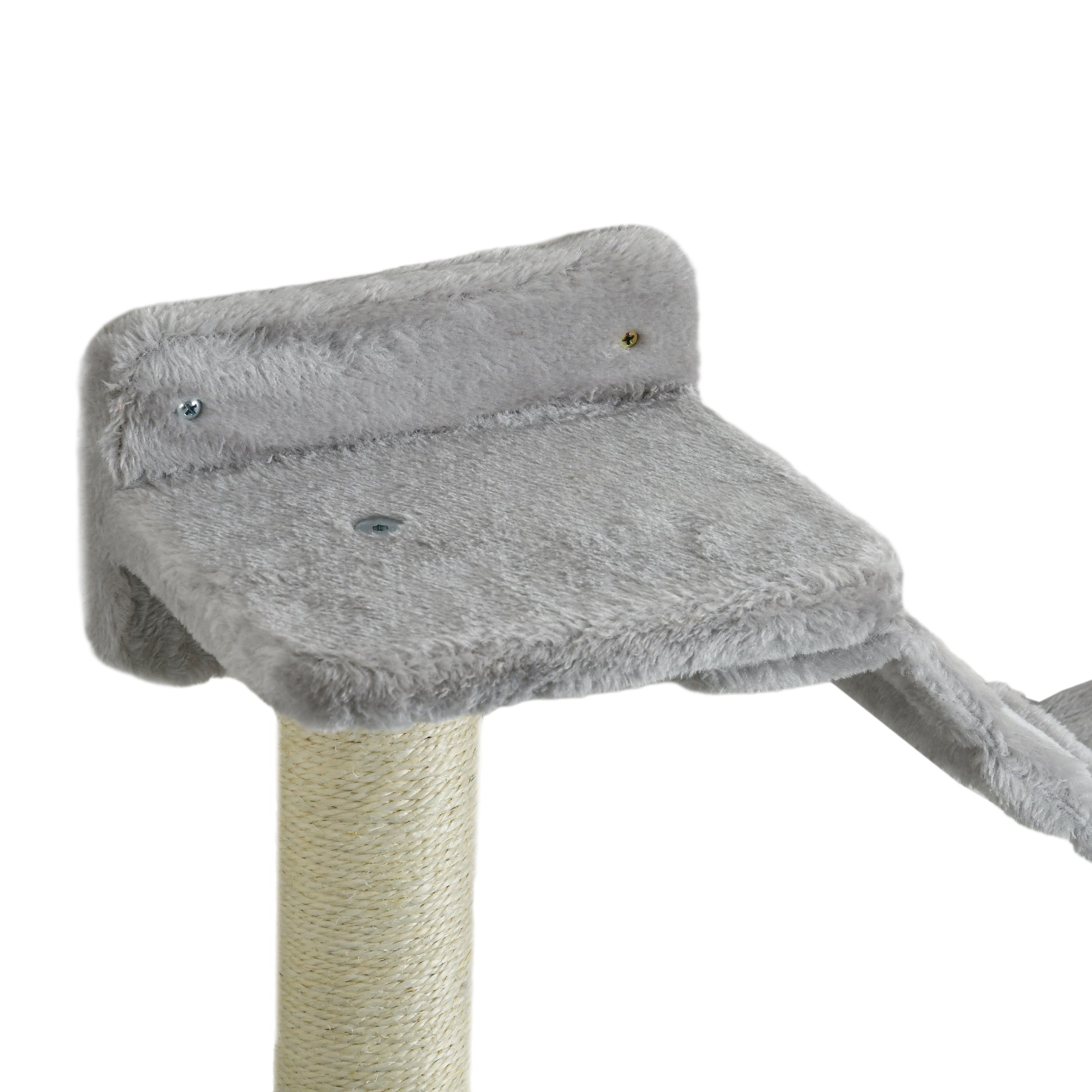 4-Piece Cat Shelf Set Wall Scratching Post with Hammock Scratching Posts Soft Ladder Ball Jumping Platforms Gray and Beige
