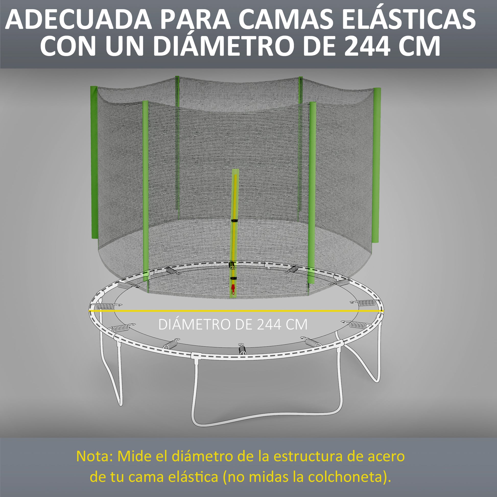 SPORTNOW Safety Net for 244 cm Trampoline Round Safety Net for Outdoor Trampoline Protector for 6 Straight Poles Green
