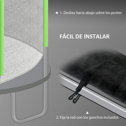 SPORTNOW Safety Net for 244 cm Trampoline Round Safety Net for Outdoor Trampoline Protector for 6 Straight Poles Green