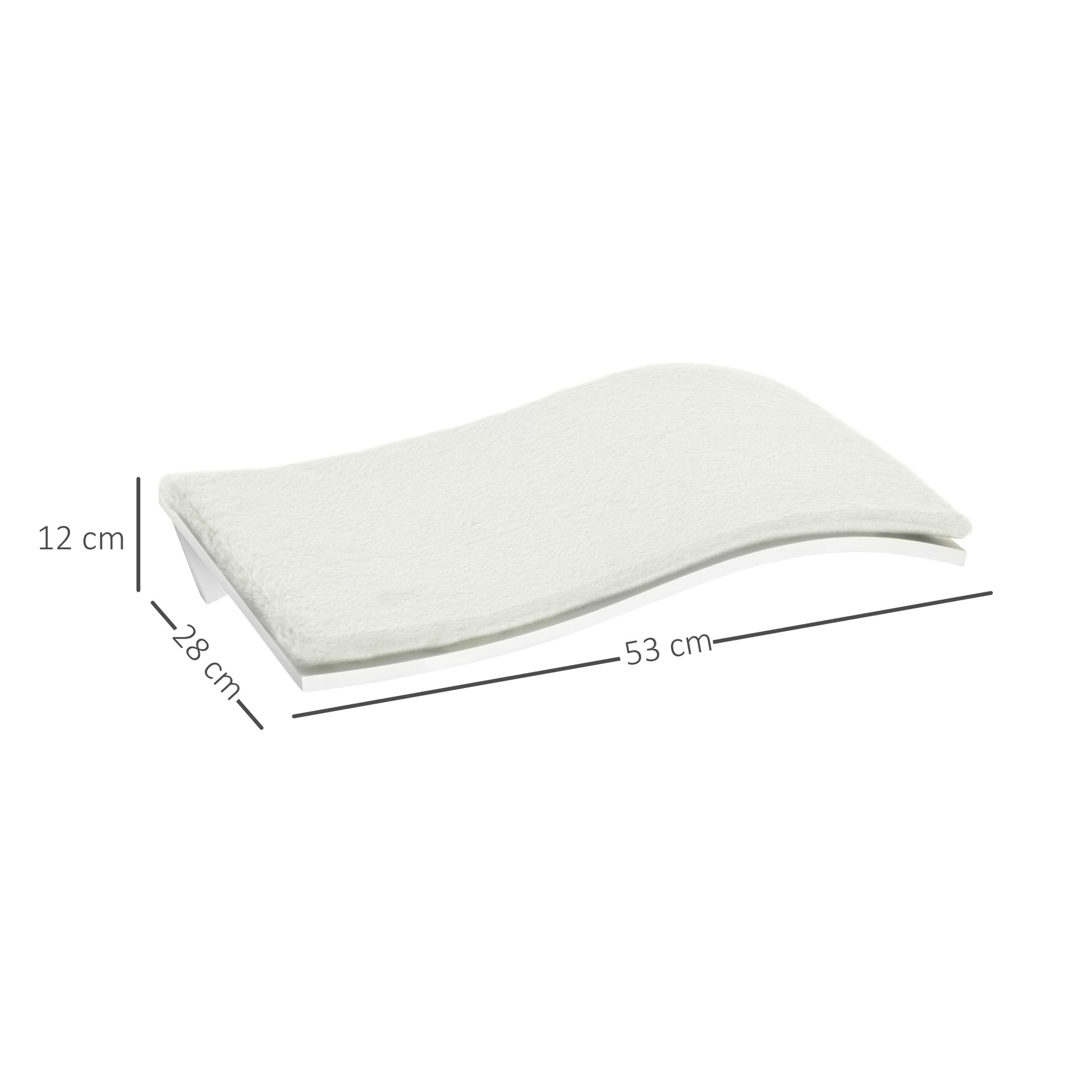 Cat Climbing Wall Cat Hammock Cat Bed Wall Cat Shelf Wall-mounted Cat Furniture Plush MDF White 53 x 28 x 12 cm