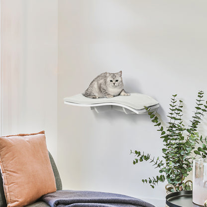 Cat Climbing Wall Cat Hammock Cat Bed Wall Cat Shelf Wall-mounted Cat Furniture Plush MDF White 53 x 28 x 12 cm