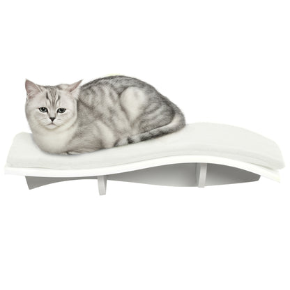 Cat Climbing Wall Cat Hammock Cat Bed Wall Cat Shelf Wall-mounted Cat Furniture Plush MDF White 53 x 28 x 12 cm