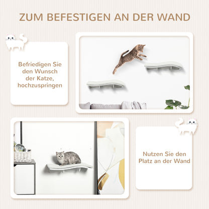 Cat Climbing Wall Cat Hammock Cat Bed Wall Cat Shelf Wall-mounted Cat Furniture Plush MDF White 53 x 28 x 12 cm