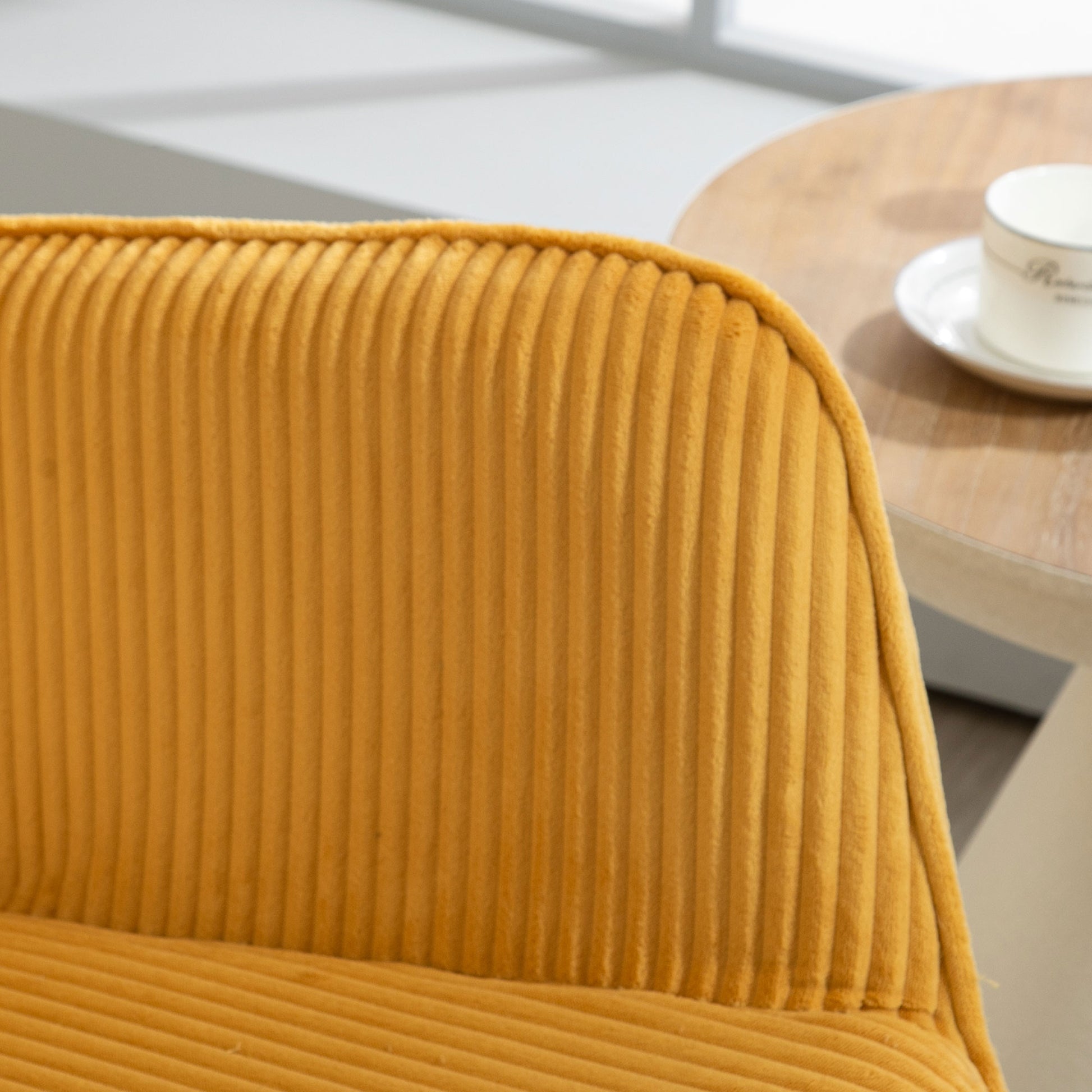 Rocking Chair, Rocking Armchair with Cord Look, Armrest, Padded Chair with Wooden Rockers, Relax Armchair for Living Room, Bedroom, up to 120kg load-bearing capacity, Yellow