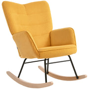 Rocking Chair, Rocking Armchair with Cord Look, Armrest, Padded Chair with Wooden Rockers, Relax Armchair for Living Room, Bedroom, up to 120kg load-bearing capacity, Yellow