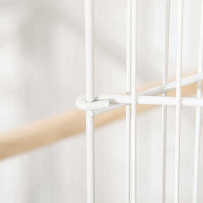 Bird Cage with Wheels Metal Birdcage with Removable Tray 4 Doors 4 Feeders 4 Perches and Storage Shelf Cage for Canaries Parakeets 78x52x132 cm White