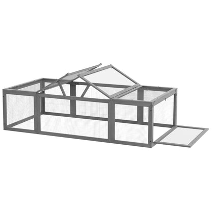 Rabbit Hutch Rabbit Hutch made of Fir Wood Winter-Proof Rabbit Cage with foldable Roof 180x90x48 cm Rabbit Cage Outdoor Small Animal Hutch for Rabbits Guinea Pigs Gray