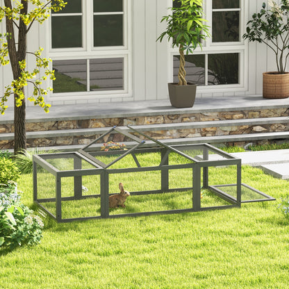 Rabbit Hutch Rabbit Hutch made of Fir Wood Winter-Proof Rabbit Cage with foldable Roof 180x90x48 cm Rabbit Cage Outdoor Small Animal Hutch for Rabbits Guinea Pigs Gray