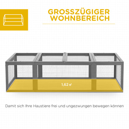 Rabbit Hutch Rabbit Hutch made of Fir Wood Winter-Proof Rabbit Cage with foldable Roof 180x90x48 cm Rabbit Cage Outdoor Small Animal Hutch for Rabbits Guinea Pigs Gray