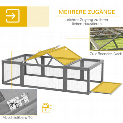 Rabbit Hutch Rabbit Hutch made of Fir Wood Winter-Proof Rabbit Cage with foldable Roof 180x90x48 cm Rabbit Cage Outdoor Small Animal Hutch for Rabbits Guinea Pigs Gray