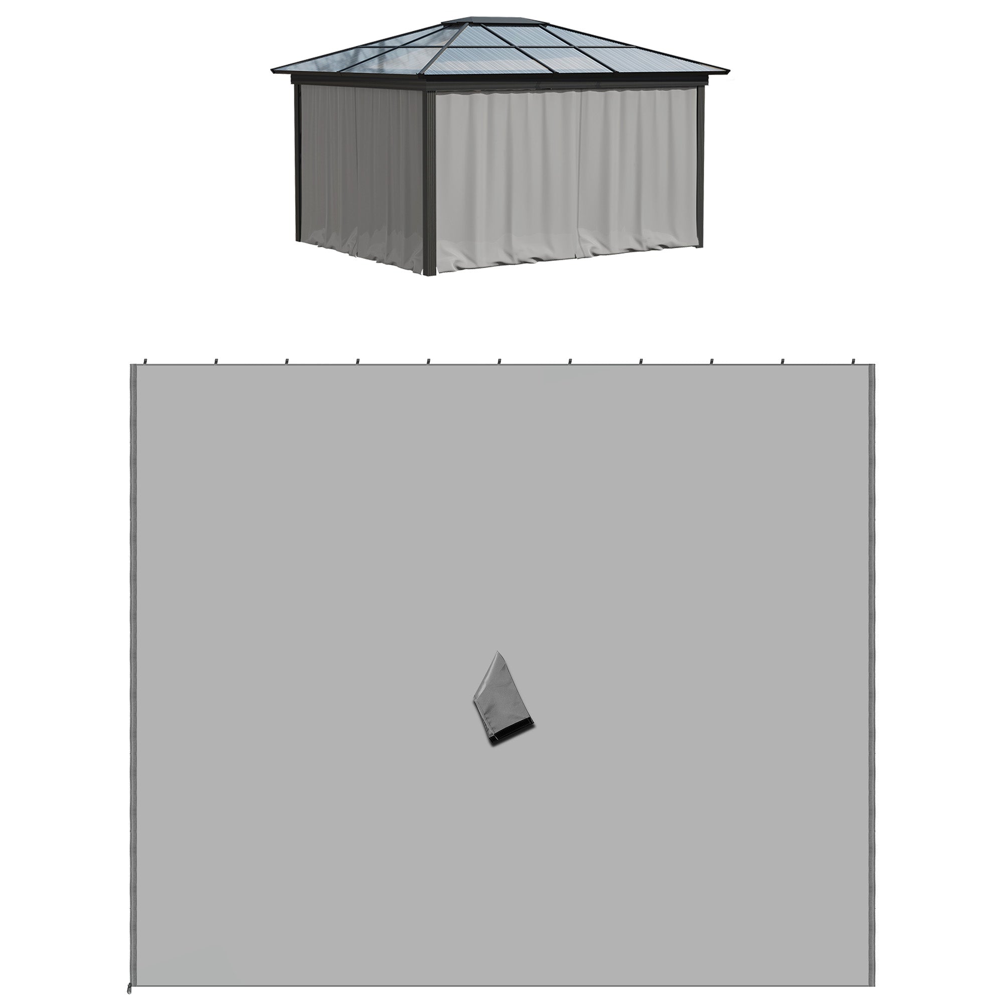 Side Wall 4-Piece Set for 3x3m Pavilion Side Panels with Hooks 302 x 205 cm Waterproof Stable Winterproof Side Panel Side Walls for Party Tent Garden Pavilion Light Gray