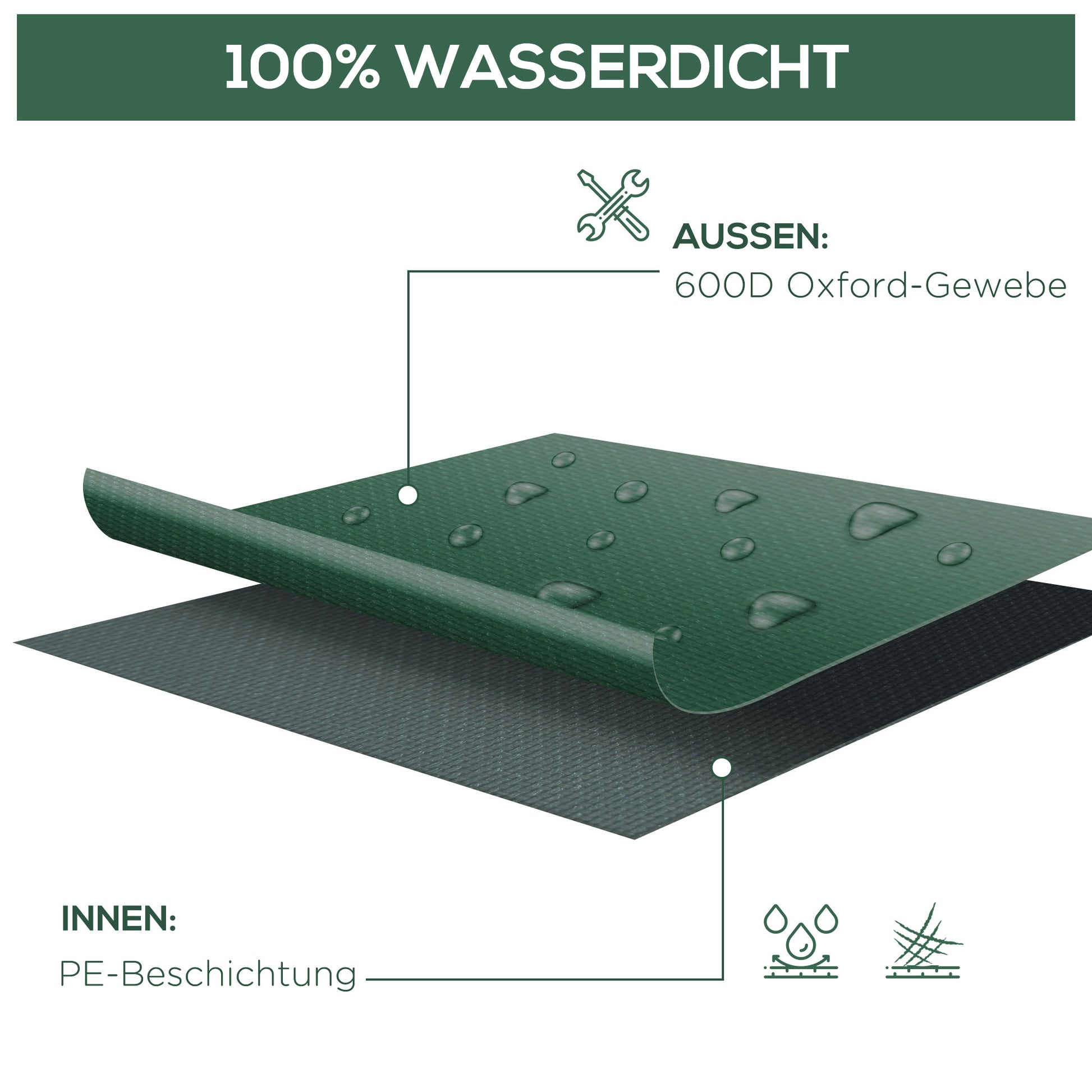 Protective Cover for Garden Furniture Green 600D Oxford 135 x 135 x 75 cm