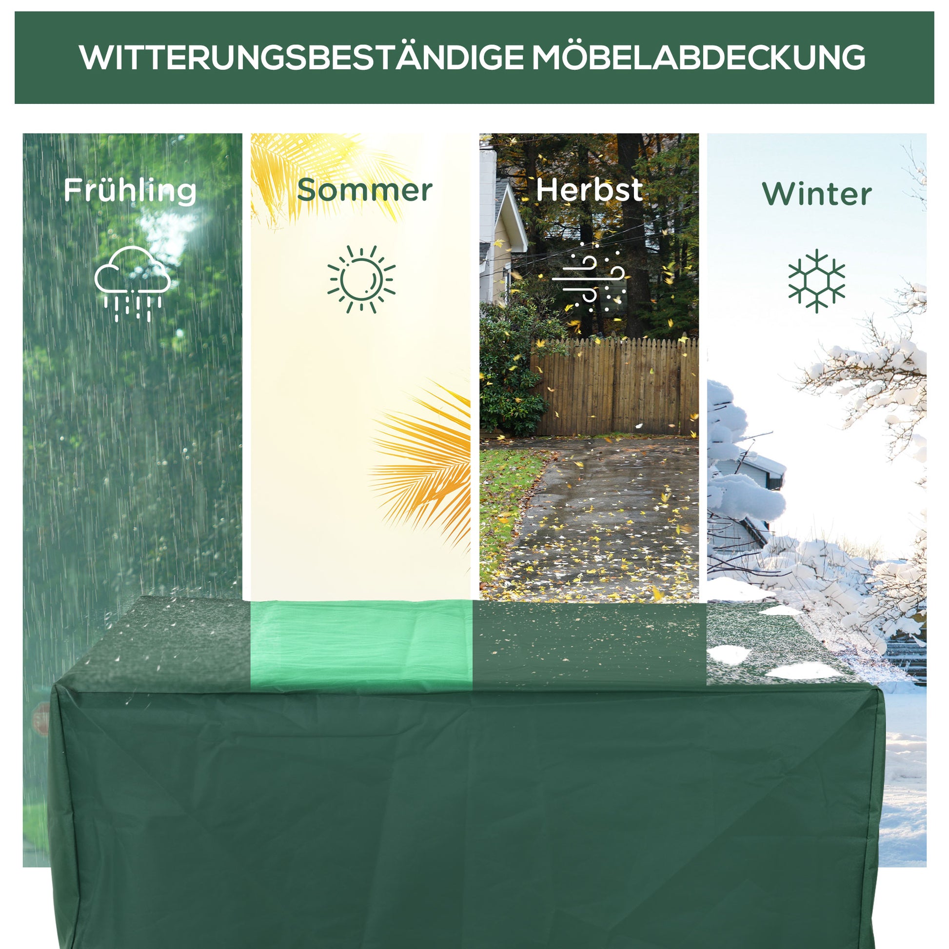 Protective Cover for Garden Furniture Green 600D Oxford 135 x 135 x 75 cm