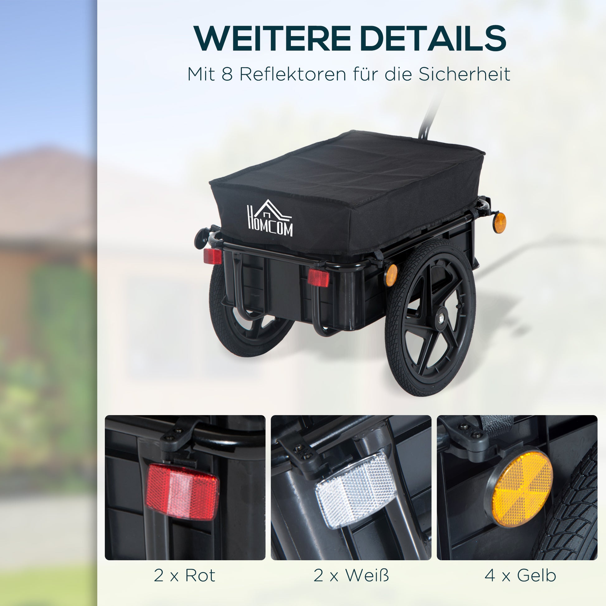Bicycle Trailer Cargo Trailer with Protective Cover, Transport Trolley Loadable up to 40 kg, Transport Trailer Trailer for Bicycle Handcart 144 x 59 x 80 cm