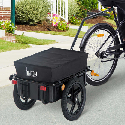 Bicycle Trailer Cargo Trailer with Protective Cover, Transport Trolley Loadable up to 40 kg, Transport Trailer Trailer for Bicycle Handcart 144 x 59 x 80 cm
